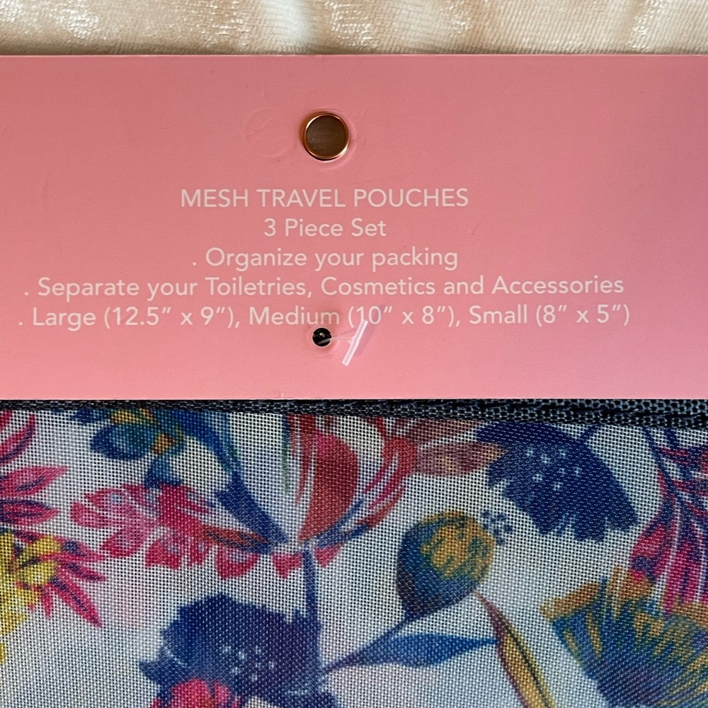 NWT 3 - Zipper Mesh Travel Cosmetic Bags - Picture 2 of 4